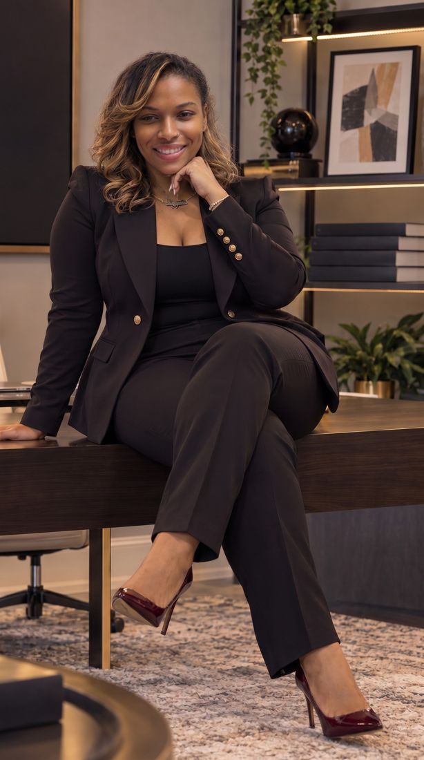 Dr. Gee in a black suit seated in front of a bookshelf